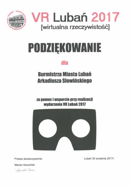 Podziękowania VR Lubań 2017